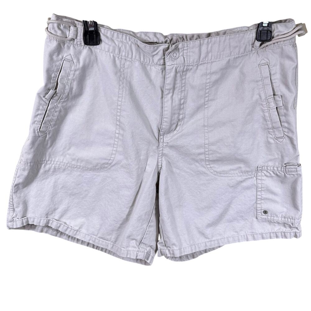 Columbia Womens Khaki Cargo Shorts Mid Rise Size M Adjustable Waist